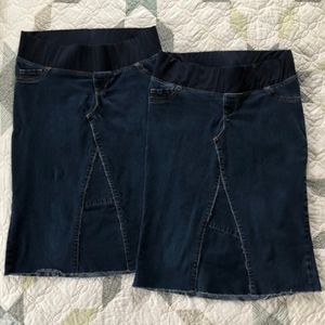 Two Maternity Jean Skirts